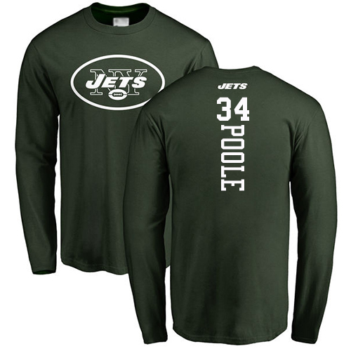 New York Jets Men Green Brian Poole Backer NFL Football #34 Long Sleeve T Shirt